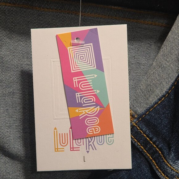 Denim Jacket Women's Size Large Cropped Stretch Long Sleeved Slit Pockets - Picture 10 of 16